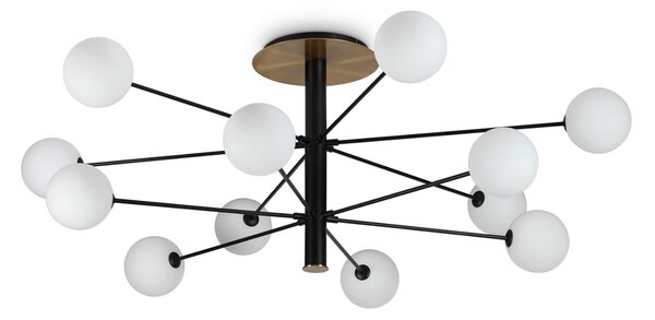 IDEAL LUX Ideal Lux Cosmopolitan negru/alamă 12fl Ø 145, Negru, Camera de zi / sufragerie, Metal