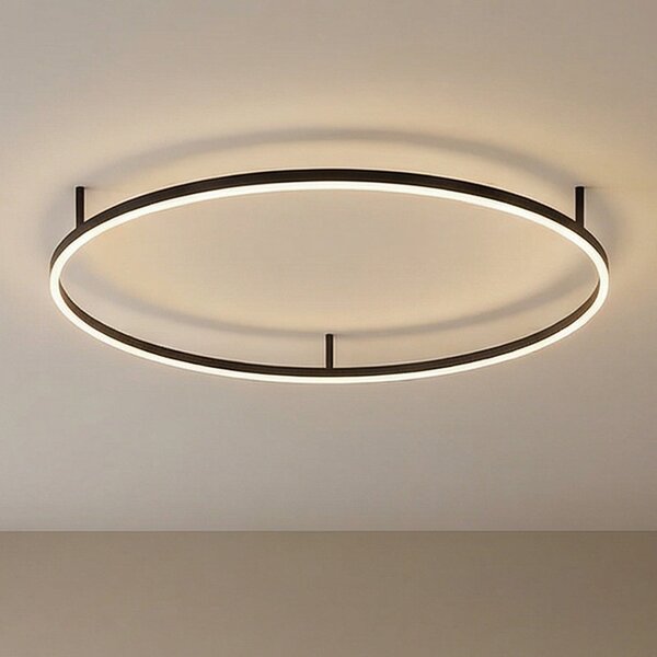 IDEAL LUX Ideal Lux plafonieră LED Oracle Slim Ø 90 cm negru 3.000K, Negru, Camera de zi / sufragerie, Aluminiu, Modern