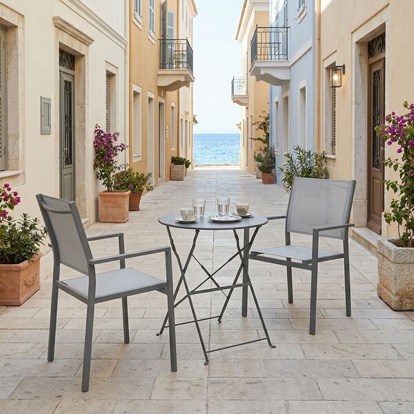 Set 3 masa si scaune gradina, Confidence, Antracit, 60x60x70 cm
