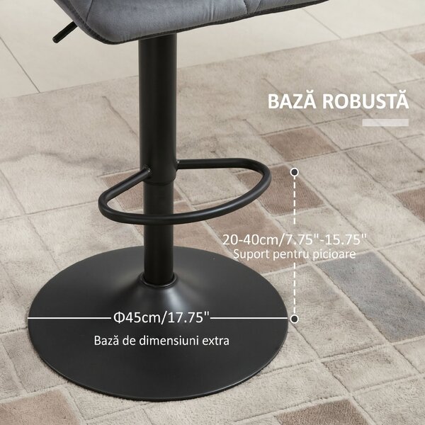 HOMCOM Set de 2 Scaune de Bar Sau Bucătărie cu Design Geometric, Gri | Aosom Romania