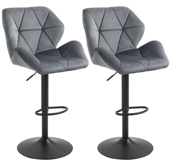 HOMCOM Set de 2 Scaune de Bar Sau Bucătărie cu Design Geometric, Gri | Aosom Romania