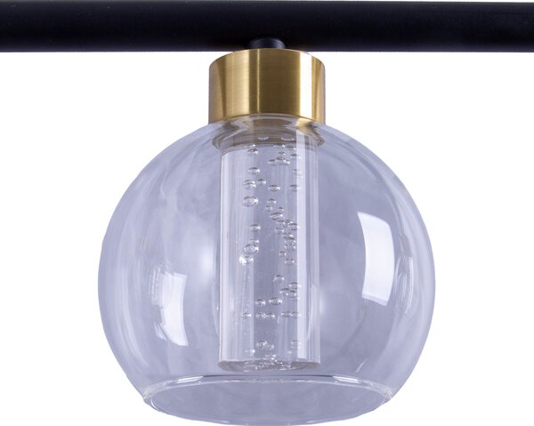 Näve Lampă suspendată LED alamă, 5 becuri, reglabilă, reglabil, Negru, Camera de zi / sufragerie, Metal