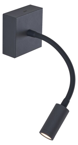 Lampă de perete modernă neagră cu LED, reîncărcabilă și cu dimmer - Harper