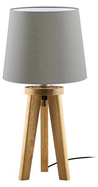 HerzBlut Elli lampă masă, stejar rustic uns/taupe, Lemn, Camera de zi / sufragerie, Lemn, Scandinavă, Tripod