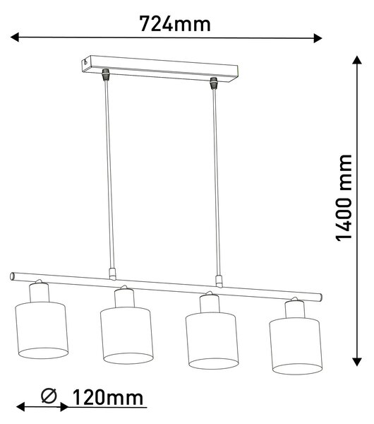 Näve Lampă suspendată Maron, 4 becuri, textil, natur, reglabil, Bej, Camera de zi / sufragerie, Metal