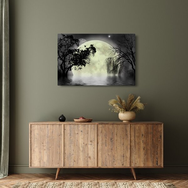 Tablou - Lună plină deasupra apei (90x60 cm)