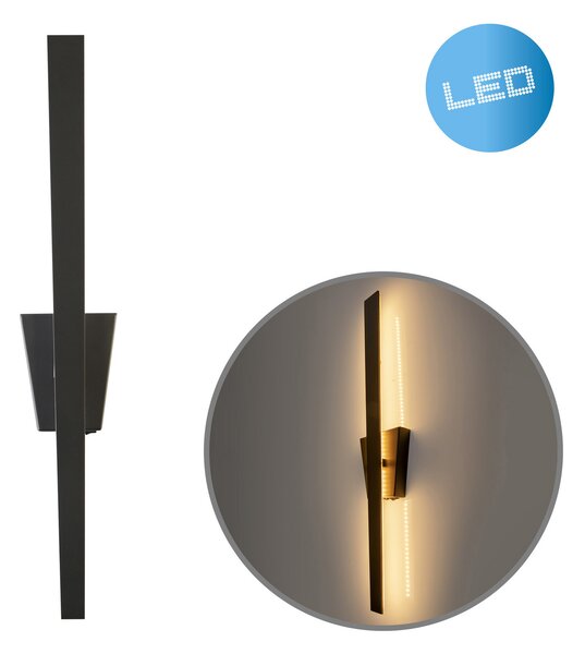 Näve Aplică de perete LED Trevor cu comutator, negru, Negru, Camera de zi / sufragerie, Metal, Modern