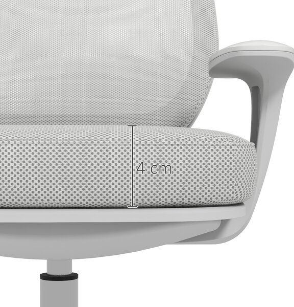 Vinsetto Scaun de Birou Rabatabil cu Inaltime Reglabila, Scaun Ergonomic si Tesatura Respirabila cu 5 Roti 55x48x82.5-94.5 cm, Gri