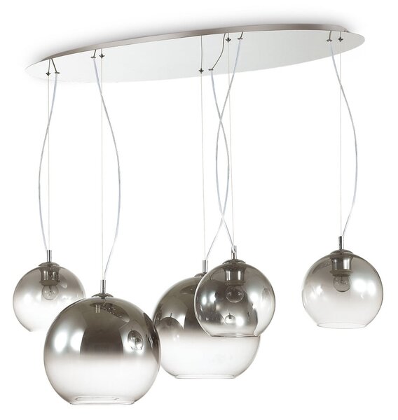 IDEAL LUX Ideal Lux Nemo Nemo, lampa suspendată cu cinci lumini, reglabil, Metalic, Camera de zi / sufragerie, Sticlă