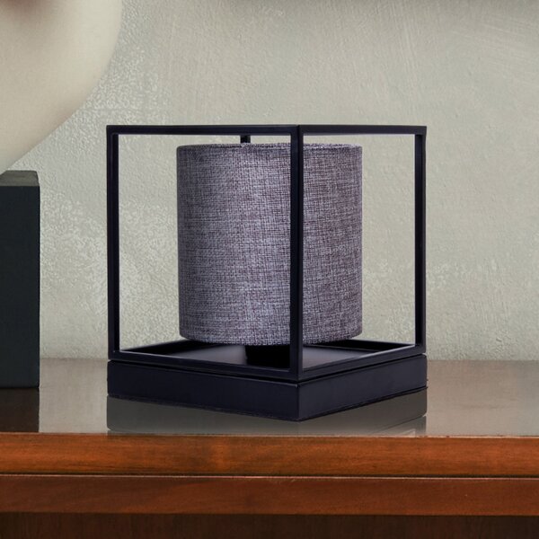 Näve Lampă de masă Beta din metal, textil, gri, Negru, Camera de zi / sufragerie, Metal
