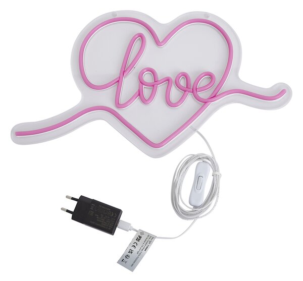 Lumină de perete neon roz incl. LED - Love