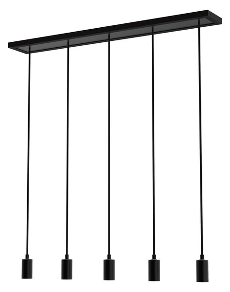 SEGULA Segula Lampă suspendată Madox 5X Wave, negru, oțel, E27, reglabil, Negru, Camera de zi / sufragerie, Metal