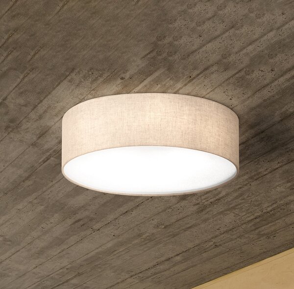 FISCHER & HONSEL Plafonieră textilă Thor, nisip, Ø 60 cm, reglabil, Bej, Camera de zi / sufragerie, Țesătură / Textil, Modern