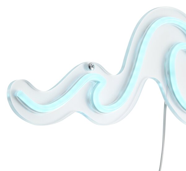 Lampă de perete neon albastră cu LED inclus - Wave