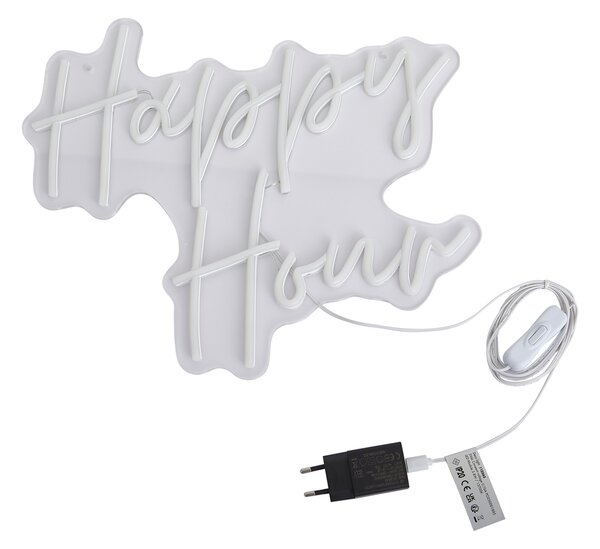 Lampă de perete neon albă inclusiv LED - Happy Hour