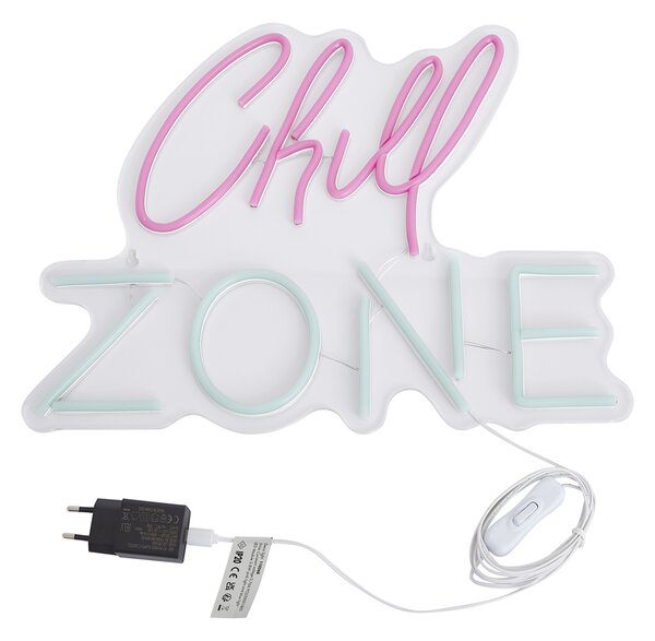 Lumină de perete cu neon roz cu albastru, incluzând LED - Chill Zone