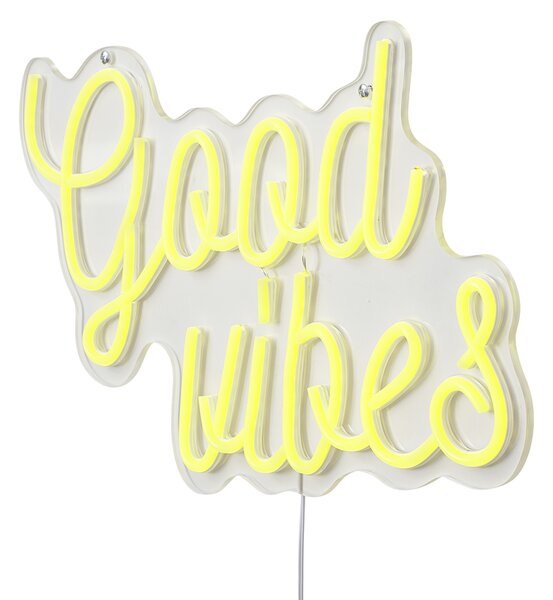 Lumină de perete neon galbenă cu LED inclus - Good Vibes