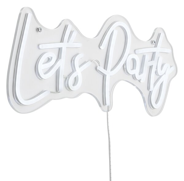 Lampă de perete neon albă cu LED inclus - Let's Party