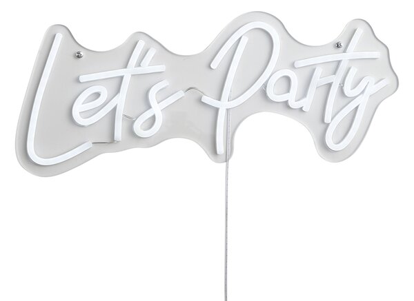 Lampă de perete neon albă cu LED inclus - Let's Party