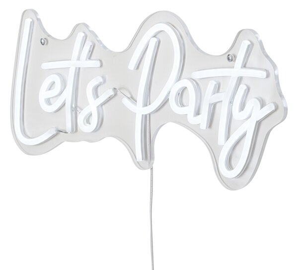Lampă de perete neon albă cu LED inclus - Let's Party