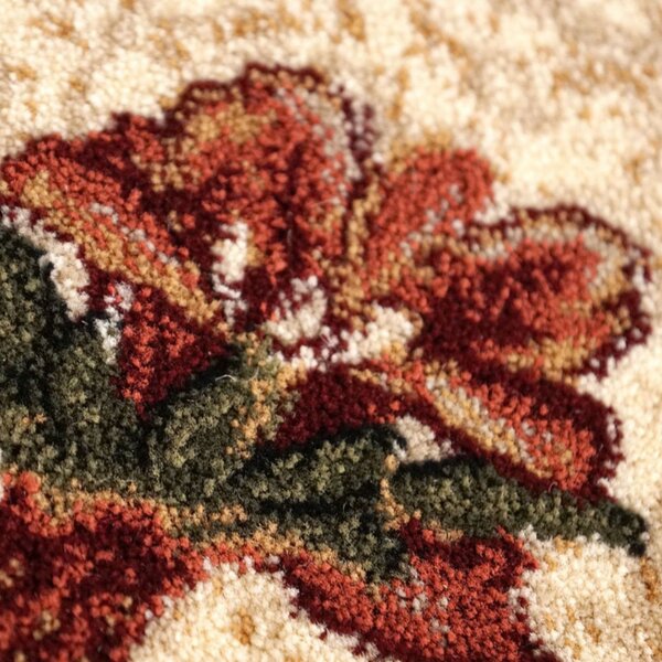 Covor Living Dormitor, Model Lotos Floral 587 116, Crem Bej 60x110