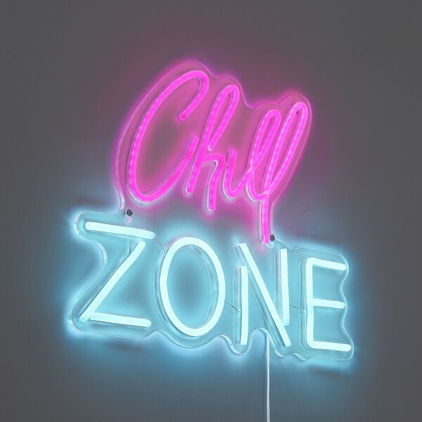 Lumină de perete cu neon roz cu albastru, incluzând LED - Chill Zone