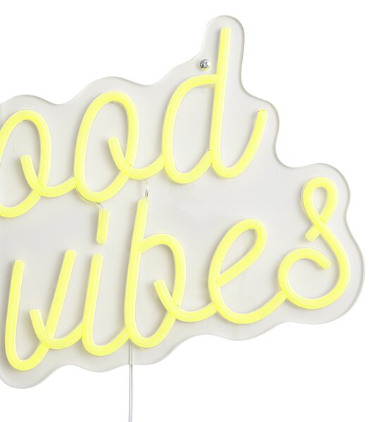 Lumină de perete neon galbenă cu LED inclus - Good Vibes