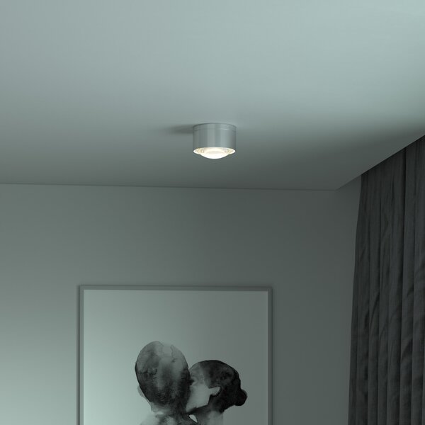 Top Light Puk! 120 One spot LED tavan lentilă mată, crom mat, reglabil, Gri, Camera de zi / sufragerie, Metal, Modern