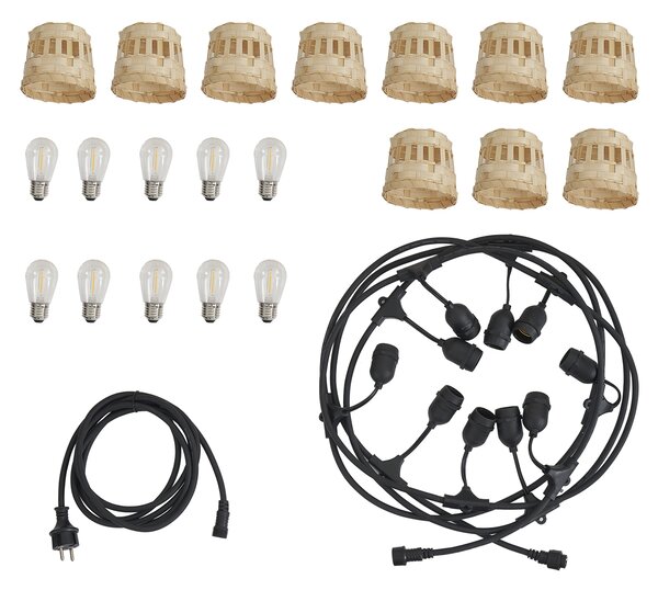 Ghirlandă luminoasă din bambus cu ștecher 8m, incluzând LED 10 lumini IP44 - Ibiz
