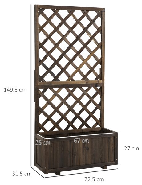 Outsunny Jardinieră de Exterior cu Spalier, Grilaj pentru Plante Cățărătoare și Ghiveci, 72.5x31.5x149.5 cm, Lemn Natural | Aosom Romania