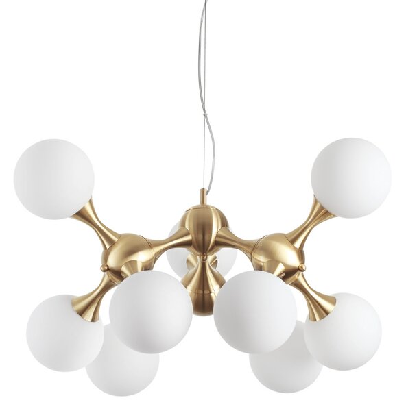 IDEAL LUX Ideal Lux Nodi, lampa suspendată cu 9 lumini alamă/alb, reglabil, Auriu / Alamă, Camera de zi / sufragerie, Metal