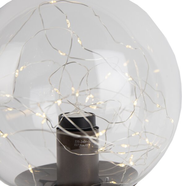 Lampă de masă Hotel Chic bronz închis cu sticlă transparentă, incl. cablu de lumină E27 - Pallon Trend