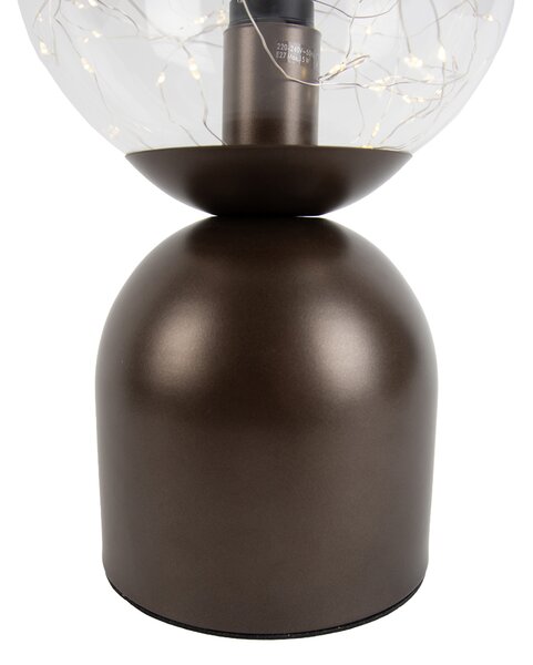 Lampă de masă Hotel Chic bronz închis cu sticlă transparentă, incl. cablu de lumină E27 - Pallon Trend