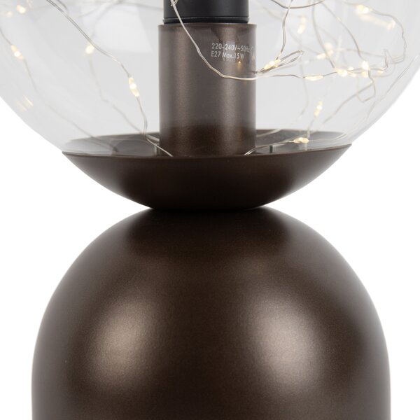 Lampă de masă Hotel Chic bronz închis cu sticlă transparentă, incl. cablu de lumină E27 - Pallon Trend