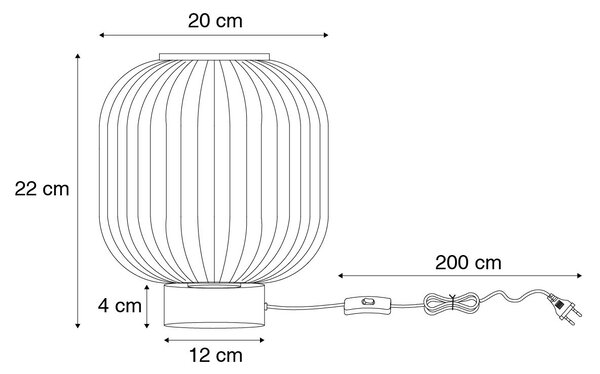 Lampă de masă Art Deco neagră cu sticlă fumurie, incl. cablu de lumină E27 - Karel