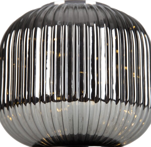 Lampă de masă Art Deco neagră cu sticlă fumurie, incl. cablu de lumină E27 - Karel