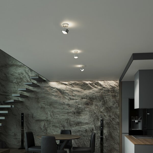 Top Light Puk! 80 Turn Up/Downlight lentilă mată crom, reglabil, Metalic, Camera de zi / sufragerie, Metal, Modern