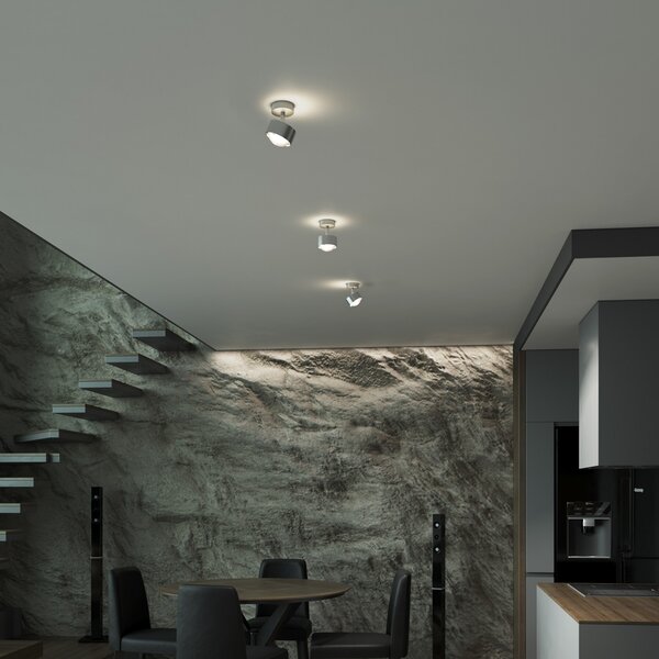 Top Light Puk! 80 Turn Up/Downlight lentilă mată crom mat, reglabil, Gri, Camera de zi / sufragerie, Metal, Modern