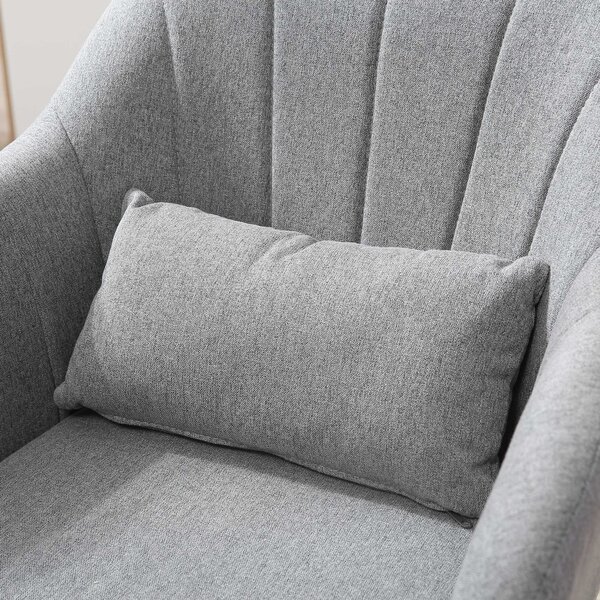 HOMCOM Scaun Pivotant la 360° cu Inaltime Reglabila din Material Respirabil, Scaun Modern cu Perna, Suport Lombar si Cotiere, 60x60x79-91 cm, Gri