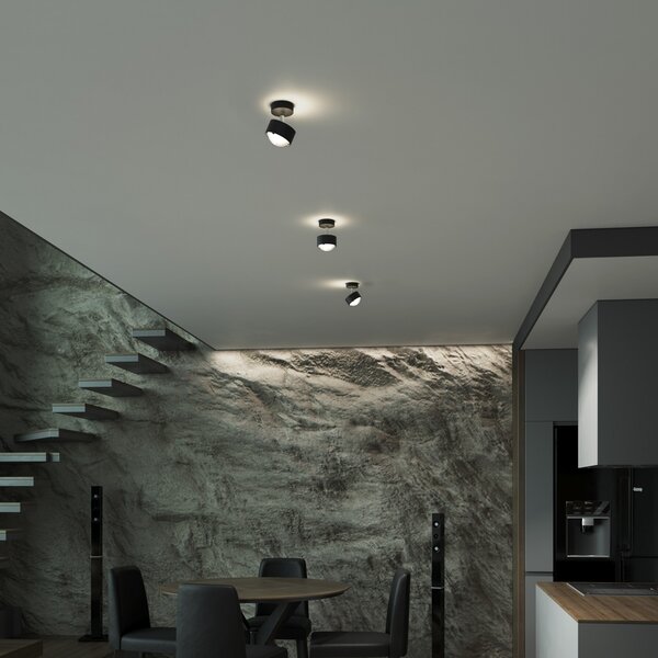Top Light Puk! 80 Turn Up/Downlight lentilă mată negru/crom, reglabil, Negru, Camera de zi / sufragerie, Metal, Modern
