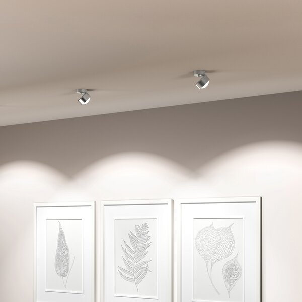 Top Light Puk! 80 Move spot LED lentilă mată crom mat, reglabil, Gri, Camera de zi / sufragerie, Metal, Modern