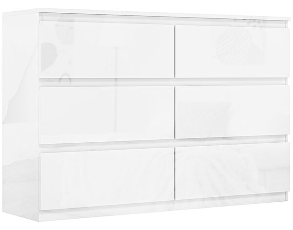 HOMCOM Comodă cu 6 Sertare din PAL, pentru Dormitor, Design Modern și Multifuncțional, 112x34x75 cm, Alb | Aosom Romania