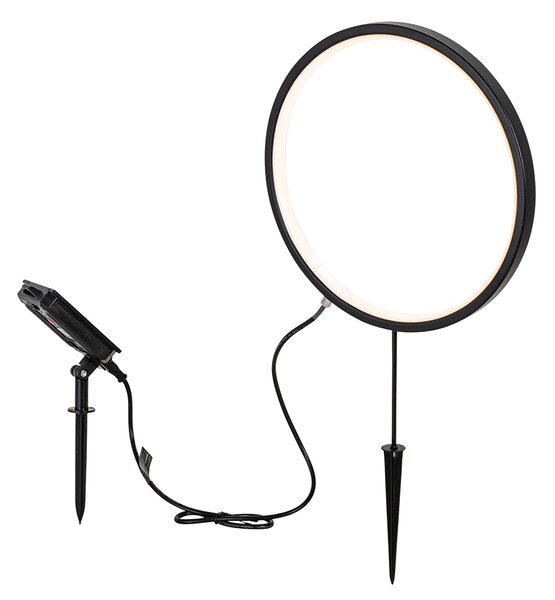 Set 2 x Spoturi solitare negre 60cm cu LED reîncărcabil și solar IP65 - Adalind