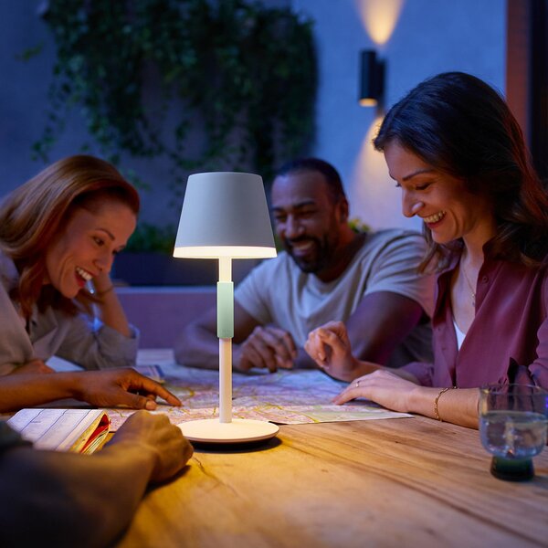 Philips Hue Go lampă de masă LED abajur, alb, reglabil, Alb, Camera de zi / sufragerie, Metal, Modern