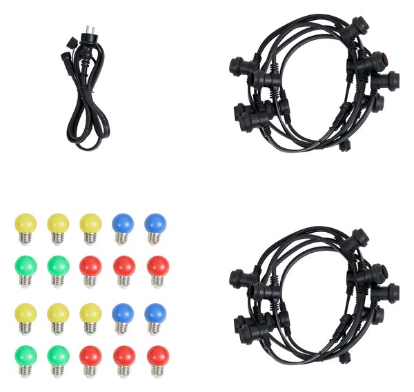 Ghirlandă luminoasă neagră conectabilă 10m cu priză incl. E27 20 lumini IP64 - Lubber