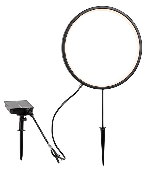 Set 2 x Spoturi solitare negre 60cm cu LED reîncărcabil și solar IP65 - Adalind