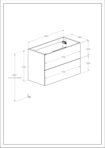 Roca Kwadro dulap 79.8x38.4x53 cm sub chiuveta pe perete nucă A857970540