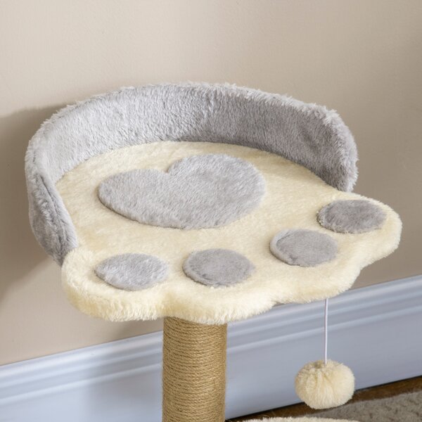 PawHut Copac de Zgâriat pentru Pisici, 5kg, cu Pătuțuri și Minge, Plus și Frânghie de Iută, 41x41x44 cm, Gri și Bej | Aosom Romania
