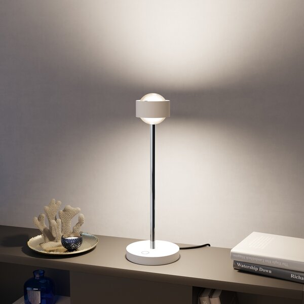Top Light Puk! 80 Eye Table LED lentile mate, alb mat/crom, reglabil, Alb, Camera de zi / sufragerie, Metal, Modern