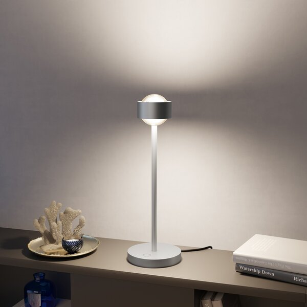 Top Light Puk! 80 Eye Table LED, lentile mate, crom mat, reglabil, Gri, Camera de zi / sufragerie, Metal, Modern